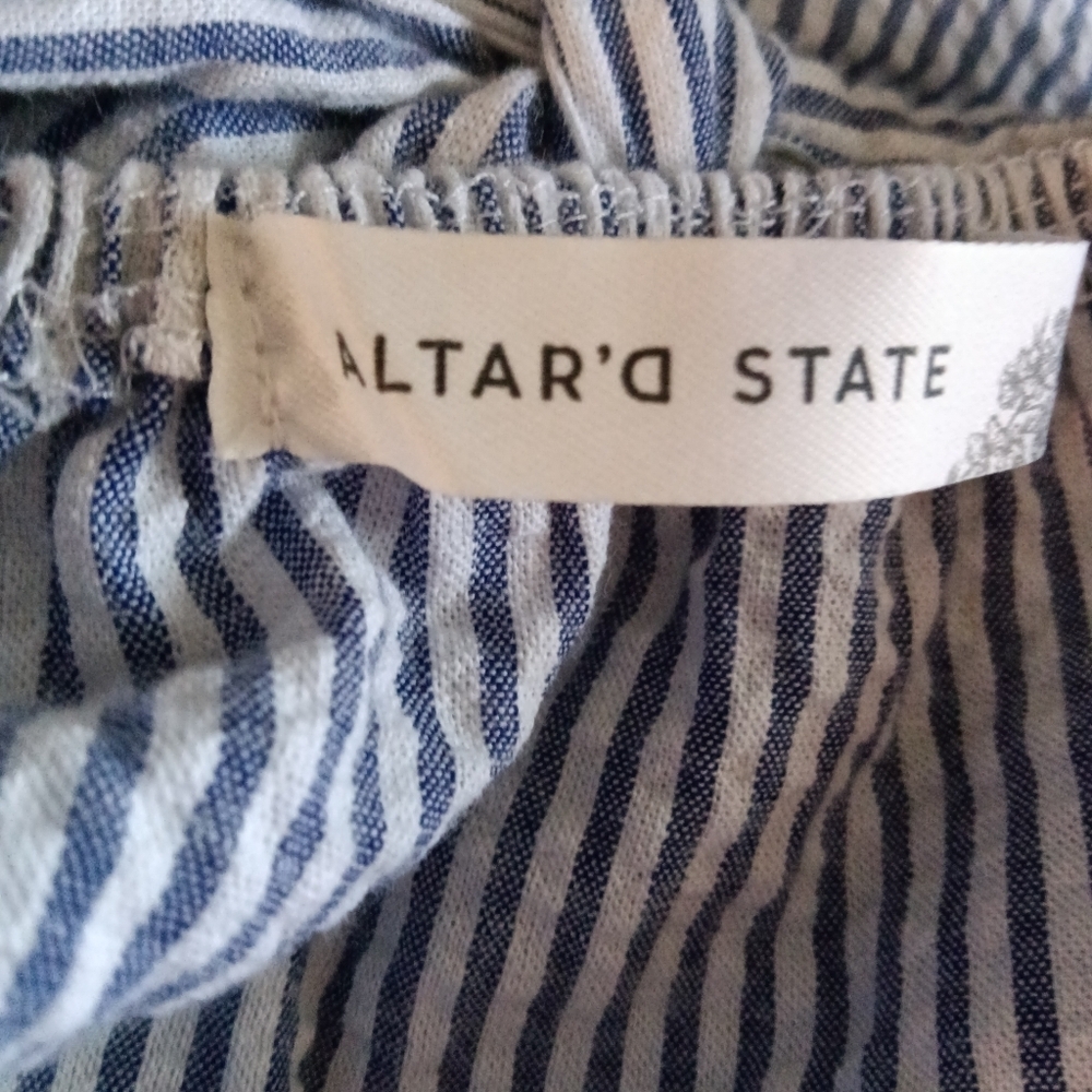 🦋 Altar'd State Striped Tank Mini Dress Cut Out Tie Back S - Picture 7 of 11